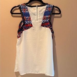 Express White Tank Top with Blue and Red Accents